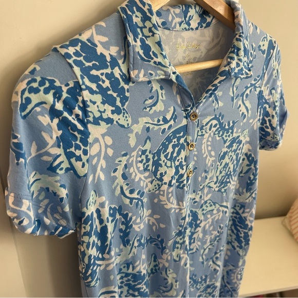 Lilly Pulitzer GIRLS MINI SADIE POLO DRESS Blue Peri Turtley Awesome XL - Picture 6 of 11